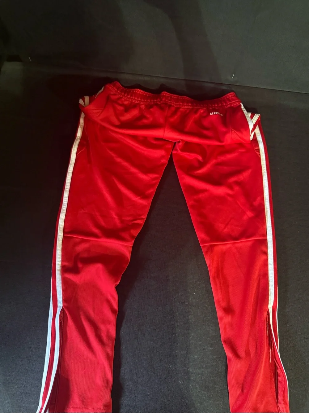 adidas Red Kids Joggers with White Side Stripes